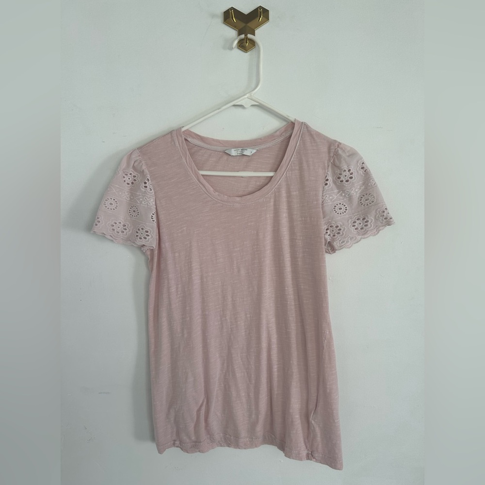 Lucky Brand light pink blush eyelid sleeve T-shirt Size Small